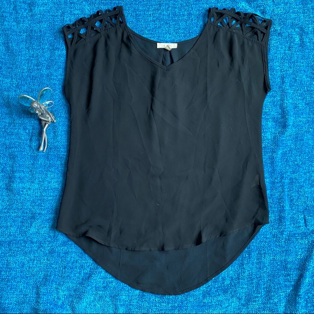 Black Criss-cross Shoulder Blouse